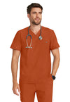 Warm Sunrise - Healing Hands Quest Men Scrub Top - Front View