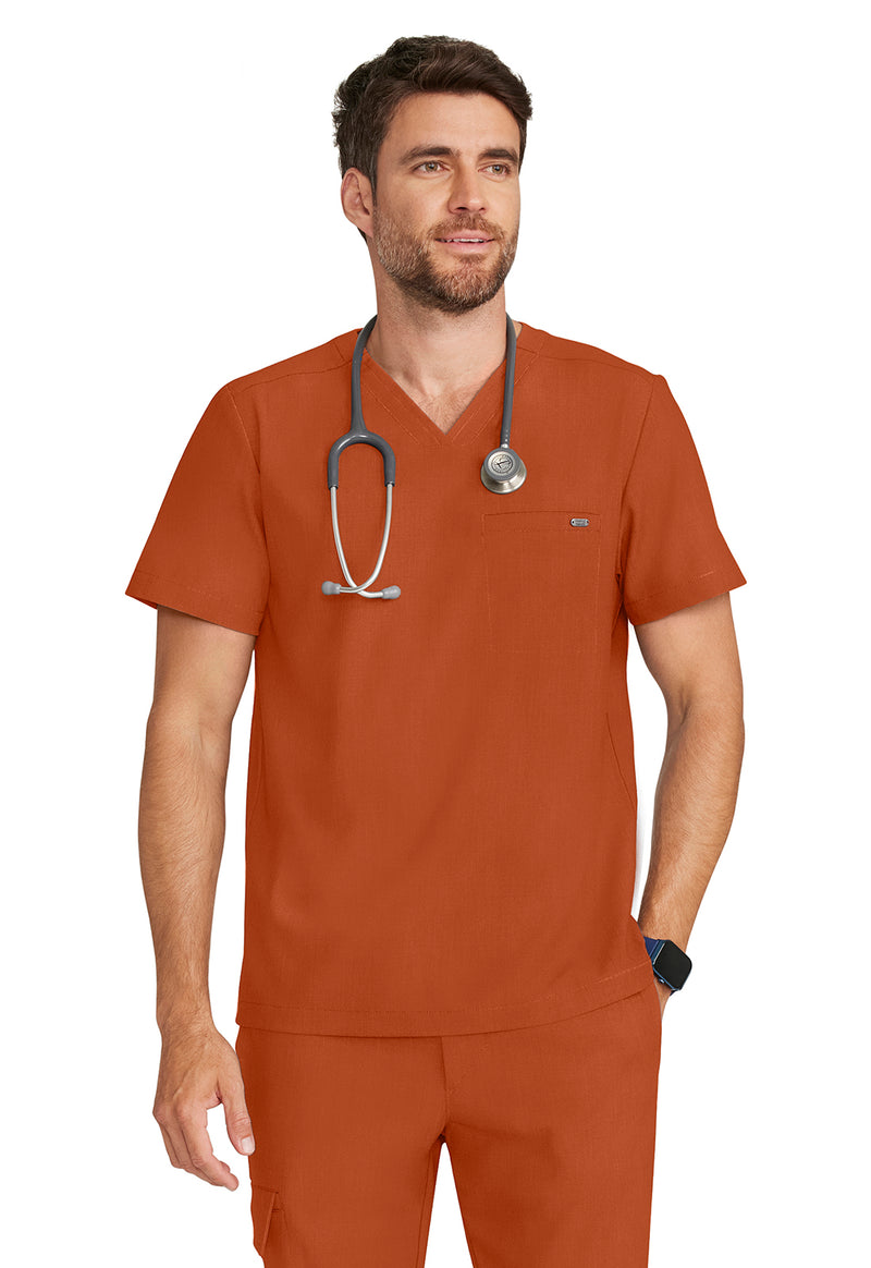 Warm Sunrise - Healing Hands Quest Men Scrub Top - Front View