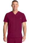 Wine - Healing Hands Quest Men Scrub Top - Front View