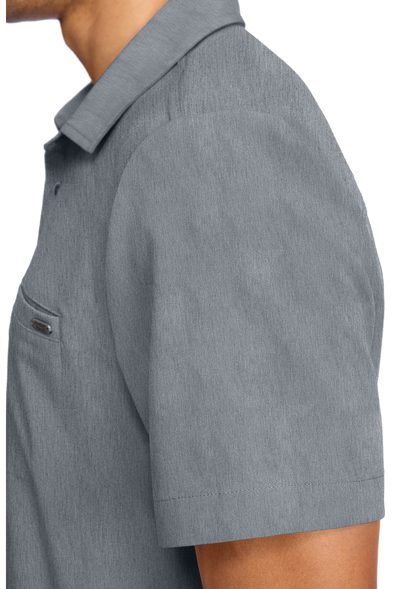 heather ash - Men's 3-Pocket Polo Collar Top (View 2)