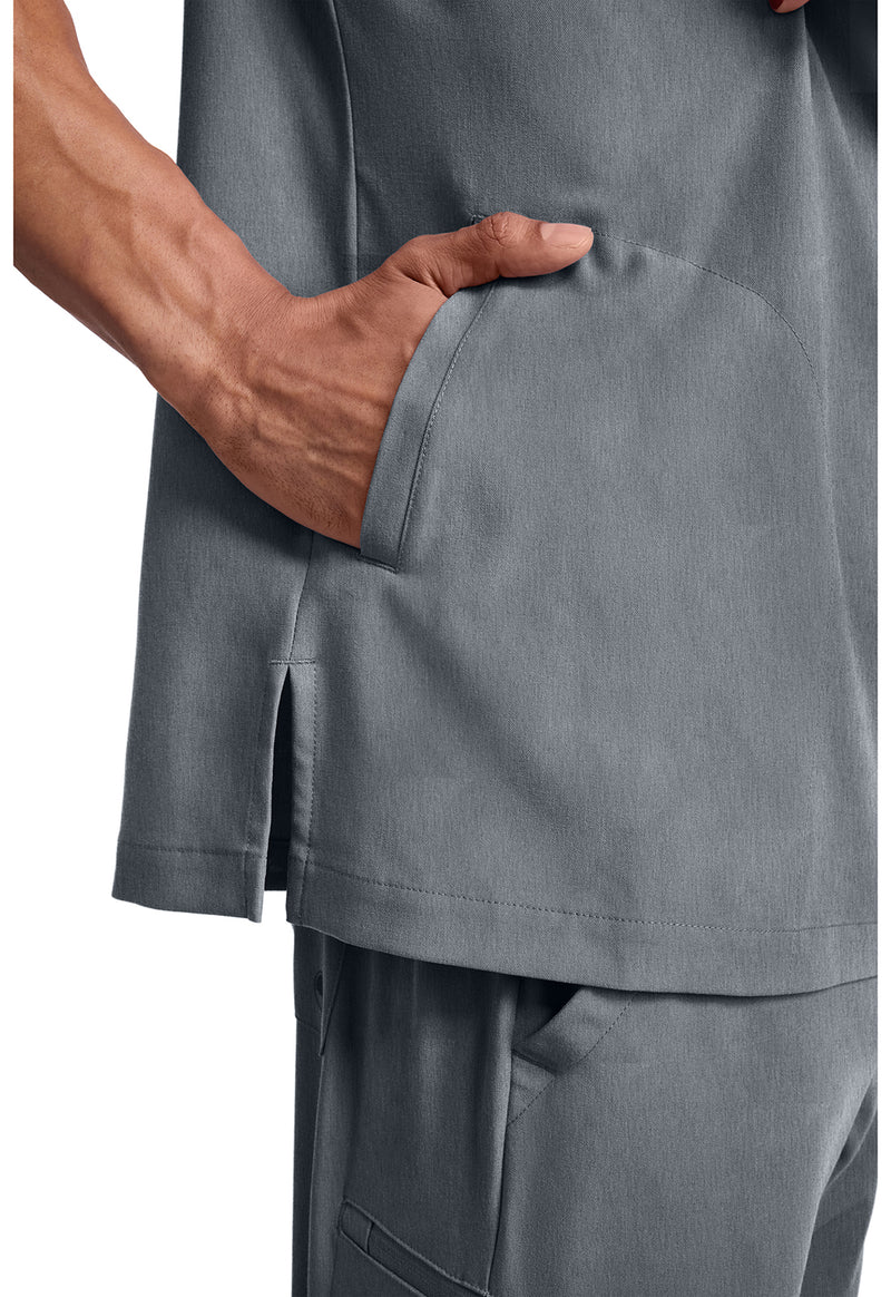 heather ash - Men's 3-Pocket Polo Collar Top (View 4)