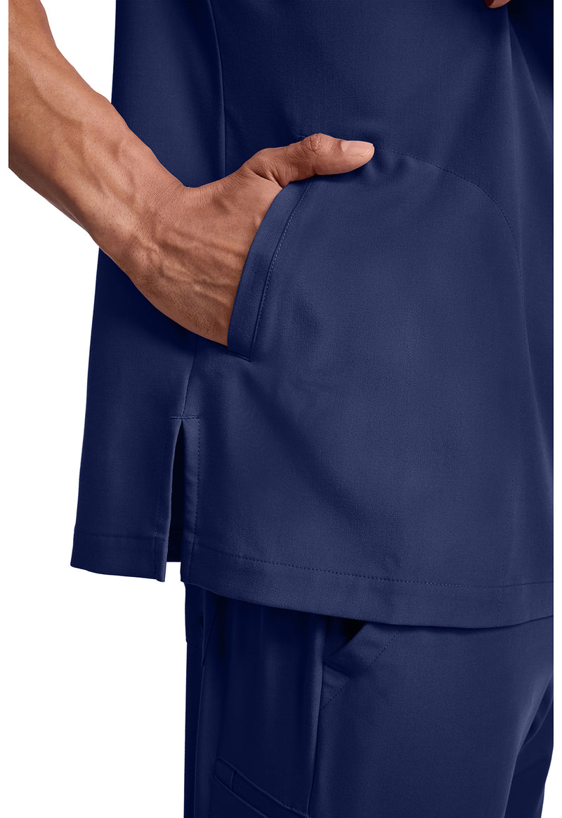 navy - Men's 3-Pocket Polo Collar Top (View 4)