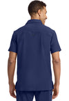 navy - Men's 3-Pocket Polo Collar Top (Back)