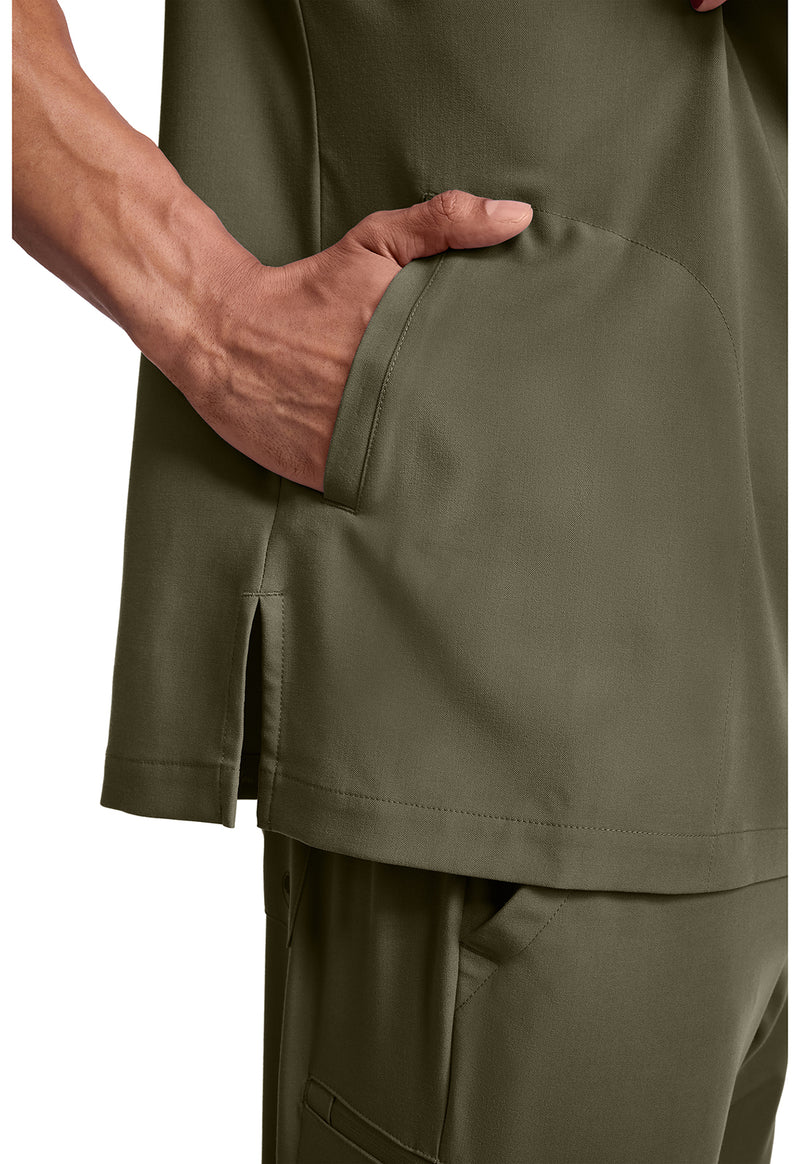 olive - Men's 3-Pocket Polo Collar Top (View 4)