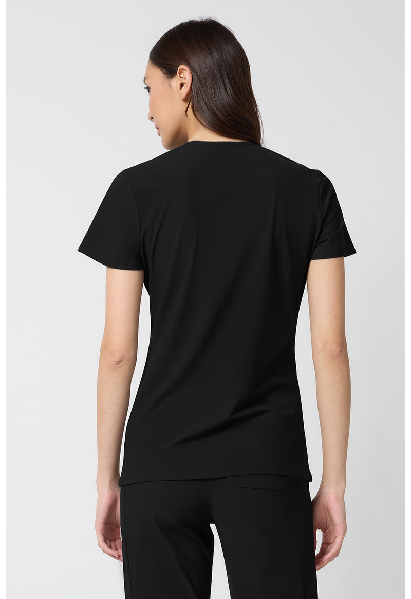 Black - Cherokee IN Pursuit Women Scrub Top - Back View