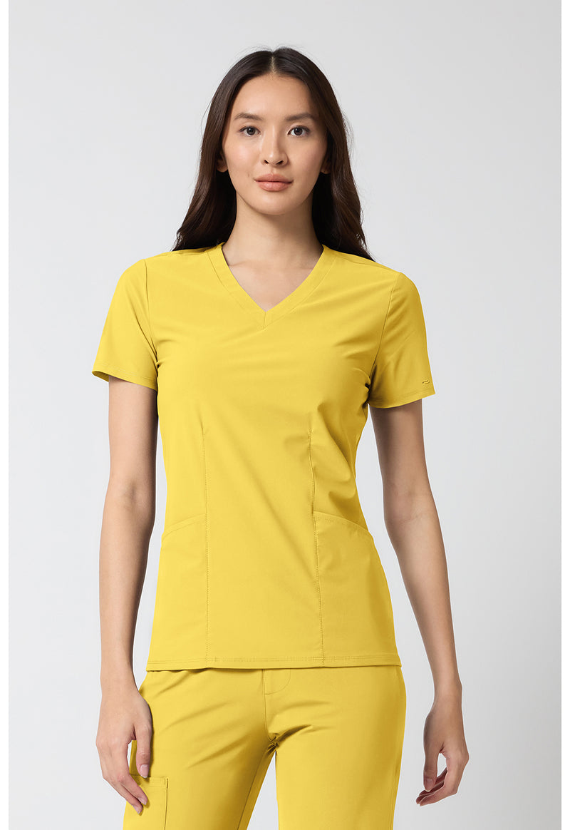 Butterscotch - Cherokee IN Pursuit Women Scrub Top - Front View