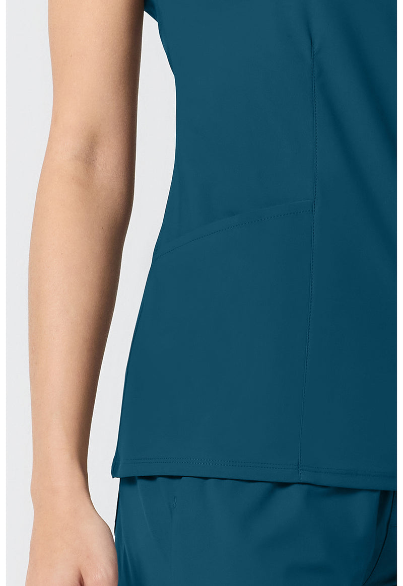 Caribbean Blue - Women's V-Neck Scrub Top (View 4)