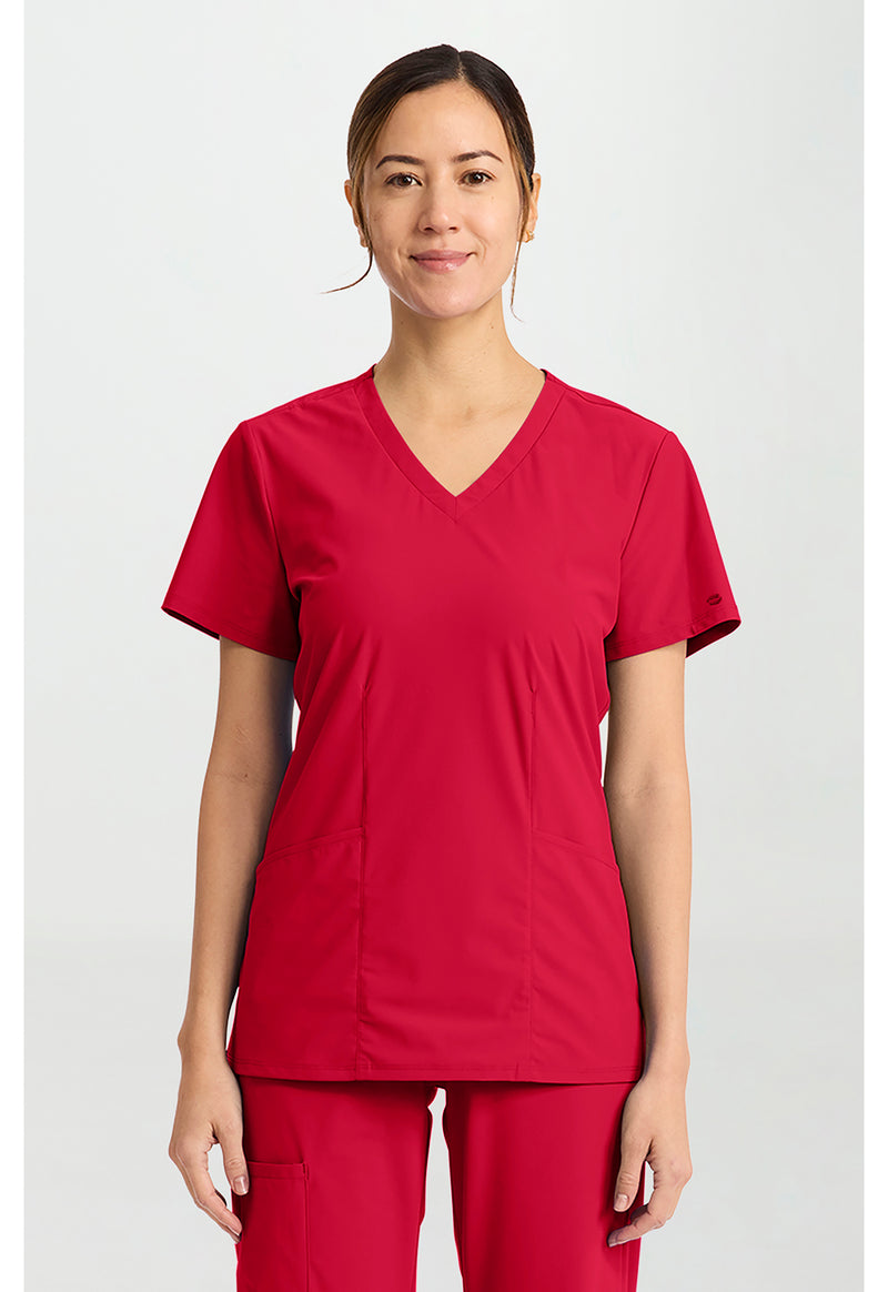 Cherry Pop - Cherokee IN Pursuit Women Scrub Top - Front View