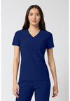 Navy - Cherokee IN Pursuit Women Scrub Top - Front View