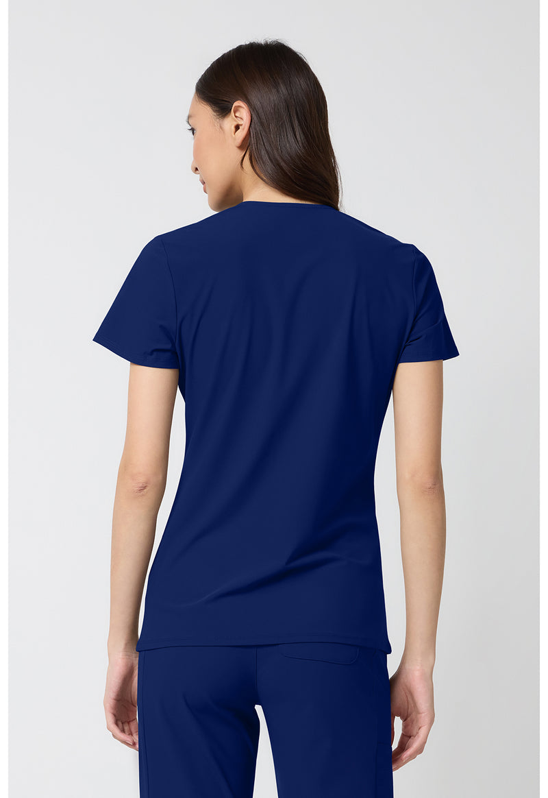 Navy - Cherokee IN Pursuit Women Scrub Top - Back View