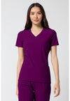 Wine - Cherokee IN Pursuit Women Scrub Top - Front View