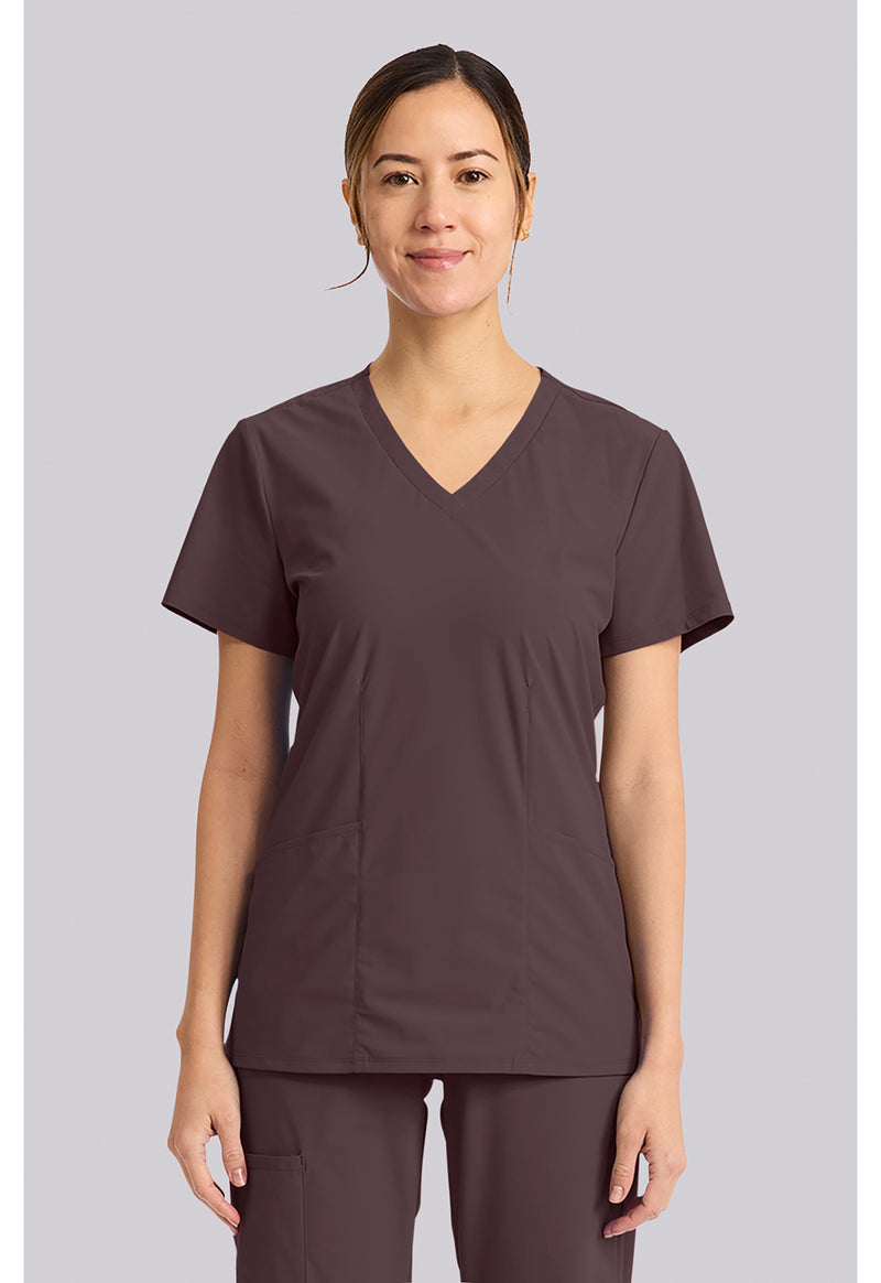 Walnut Roast - Cherokee IN Pursuit Women Scrub Top - Front View