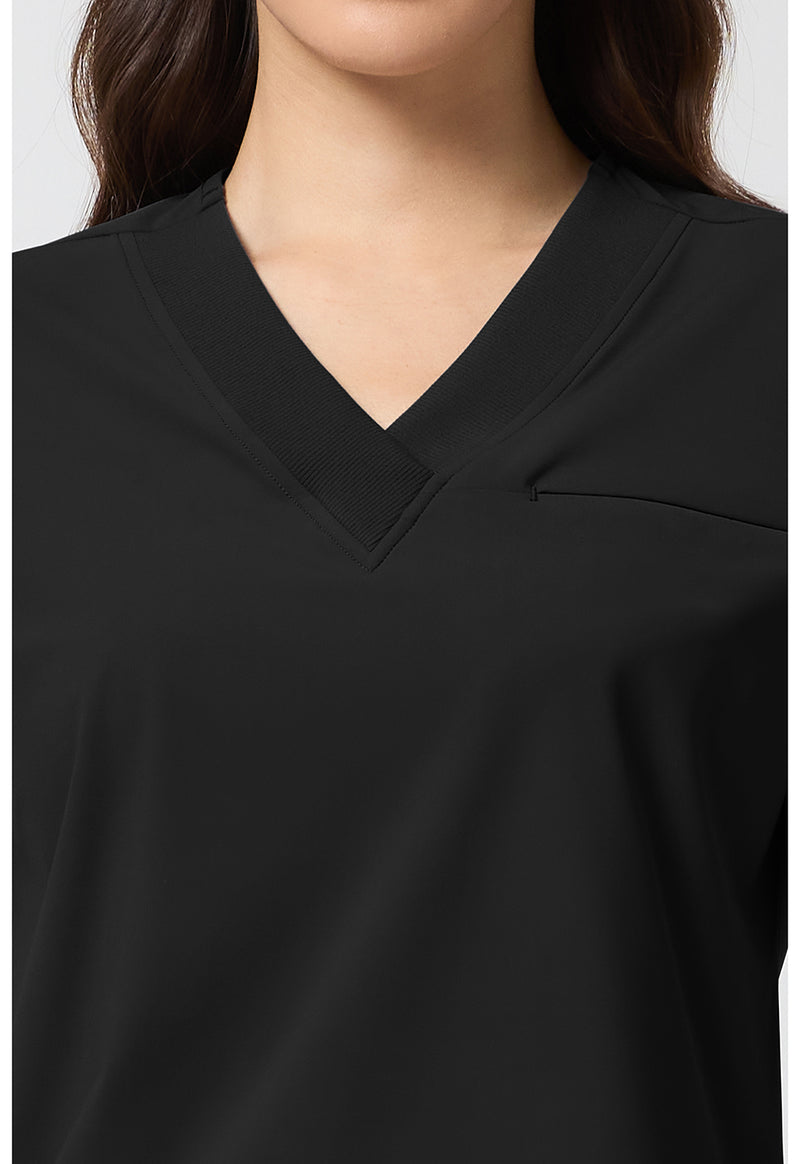 Black - Women's Dolman V-Neck Scrub Top (View 2)
