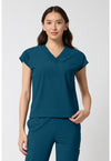 Caribbean Blue - Cherokee IN Pursuit Women Scrub Top - Front View