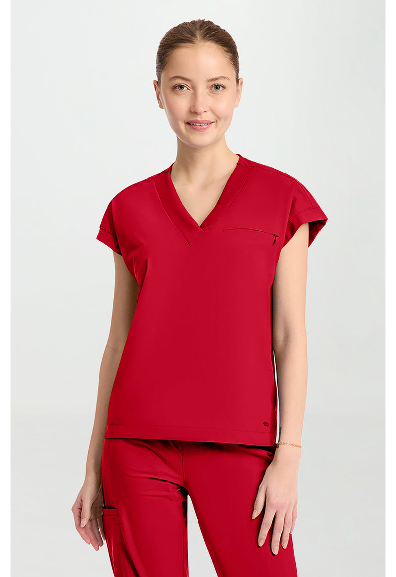 Cherry Pop - Cherokee IN Pursuit Women Scrub Top - Front View