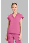 Tropical Pink - Cherokee IN Pursuit Women Scrub Top - Front View