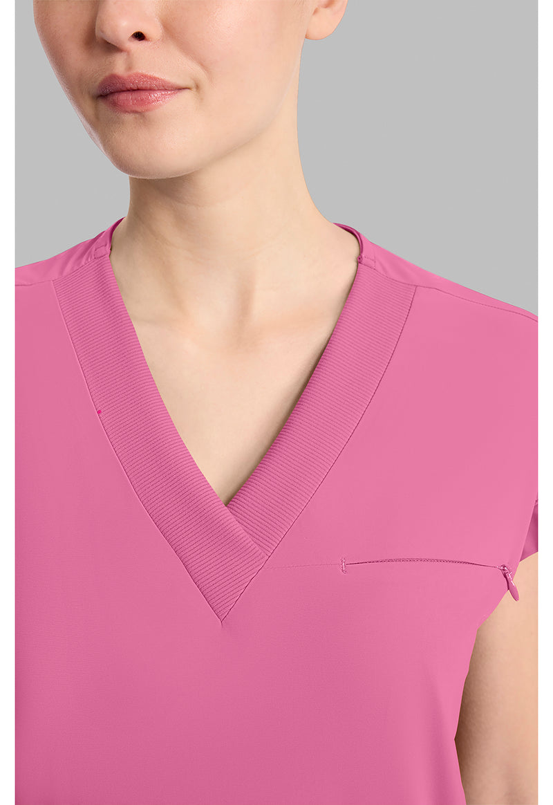 Tropical Pink - Women's Dolman V-Neck Scrub Top (View 2)