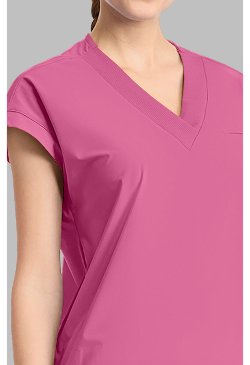 Tropical Pink - Women's Dolman V-Neck Scrub Top (View 3)