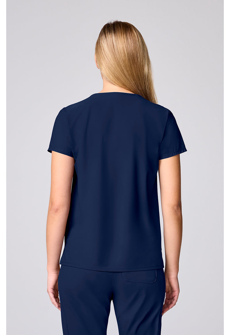 Navy - Cherokee IN Pursuit Women Scrub Top - Back View