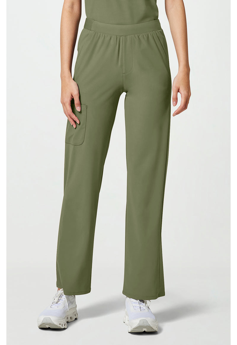 Olive - Cherokee IN Pursuit Women Scrub Pants - Front View