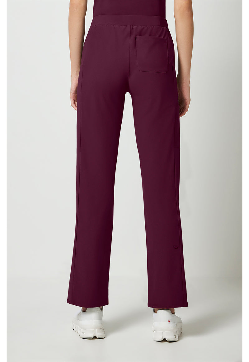 Wine - Cherokee IN Pursuit Women Scrub Pants - Back View