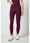 Wine - Cherokee IN Pursuit Women Scrub Pants - Front View