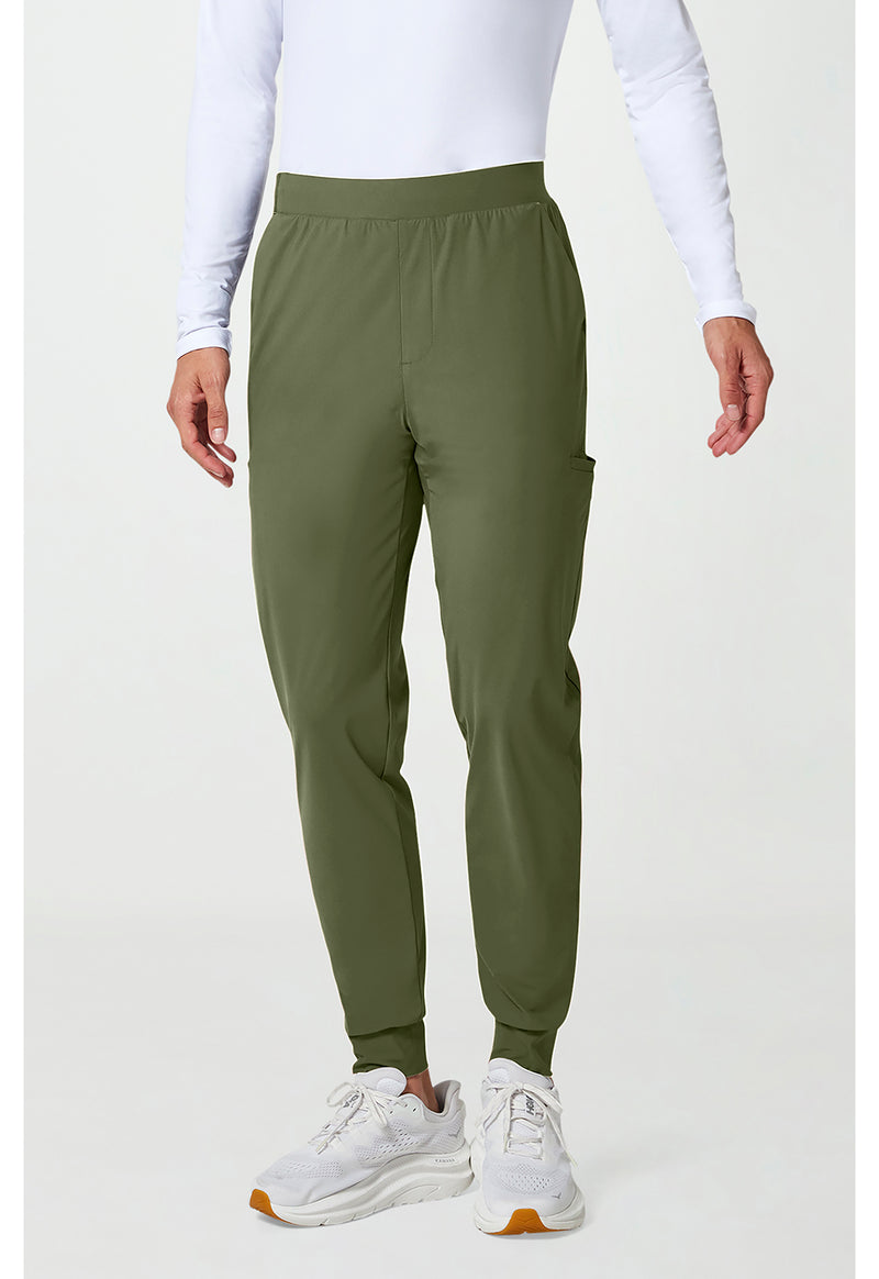 Olive - Cherokee IN Pursuit Men Scrub Pants - Front View