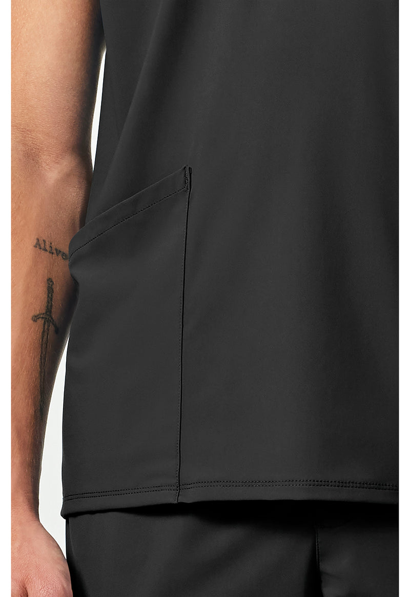Black - Men's 3 Pocket V-Neck Scrub Top (View 3)