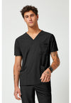 Black - Men's 3 Pocket V-Neck Scrub Top (View 4)