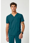 Caribbean Blue - Cherokee IN Pursuit Men Scrub Top - Front View