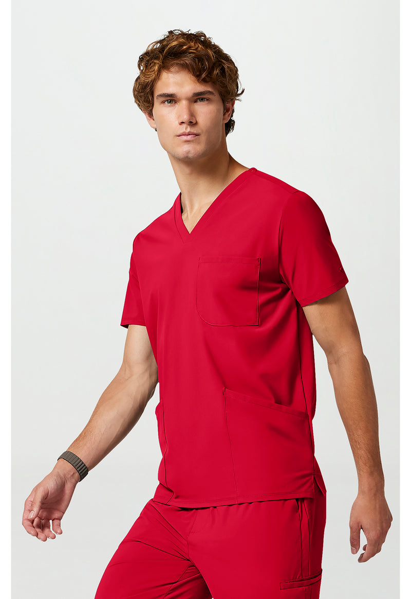 Cherry Pop - Men's 3 Pocket V-Neck Scrub Top (View 4)