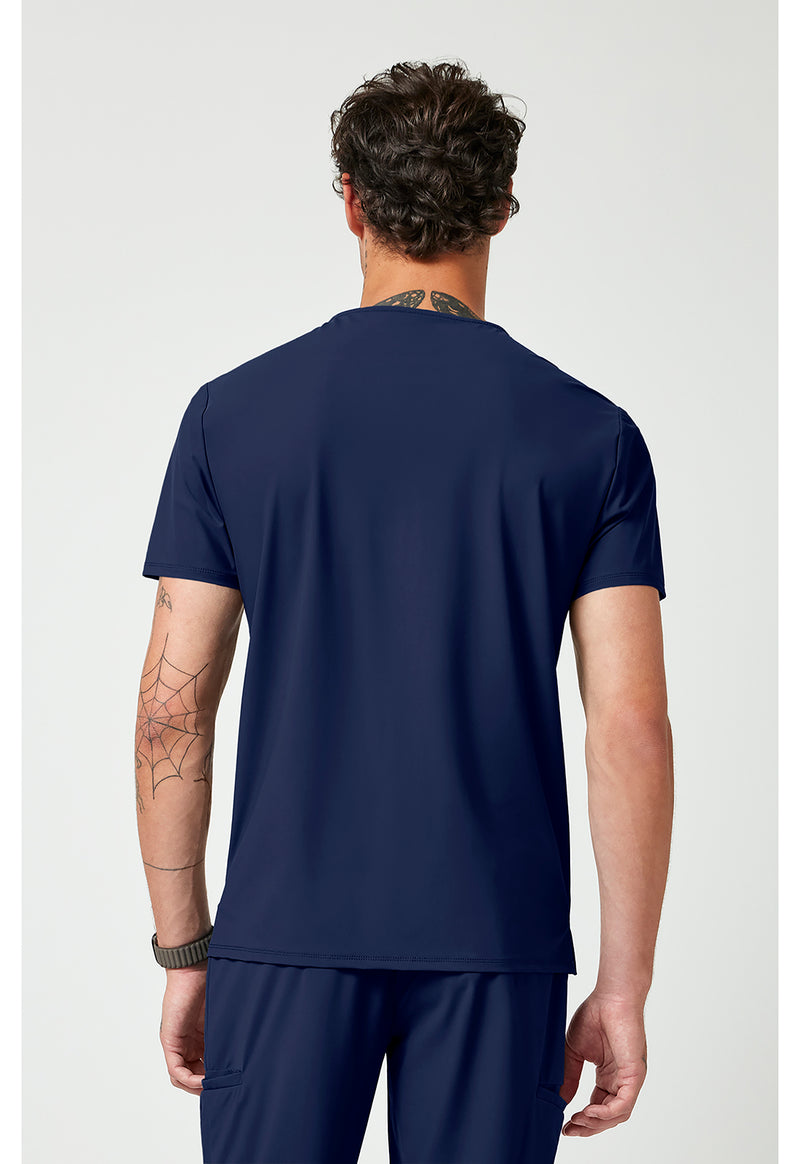 Navy - Cherokee IN Pursuit Men Scrub Top - Back View