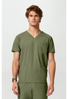 Olive - Cherokee IN Pursuit Men Scrub Top - Front View