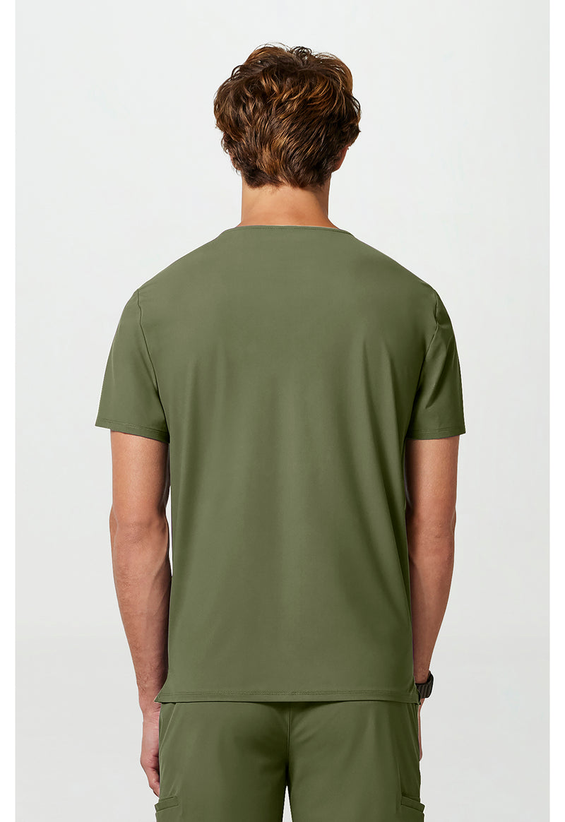 Olive - Cherokee IN Pursuit Men Scrub Top - Back View