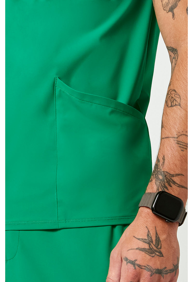 Retro Green - Men's 3 Pocket V-Neck Scrub Top (View 3)