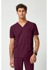 Wine - Cherokee IN Pursuit Men Scrub Top - Front View