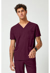 Wine - Men's 3 Pocket V-Neck Scrub Top (View 4)
