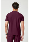Wine - Cherokee IN Pursuit Men Scrub Top - Back View