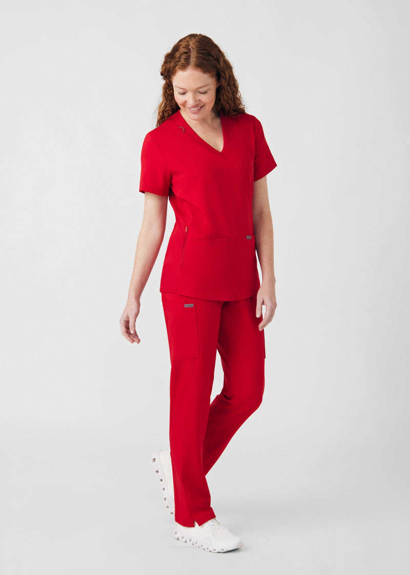 Red - Landau Forward Women's 7 Pocket Cargo Scrub Pant for Nursing