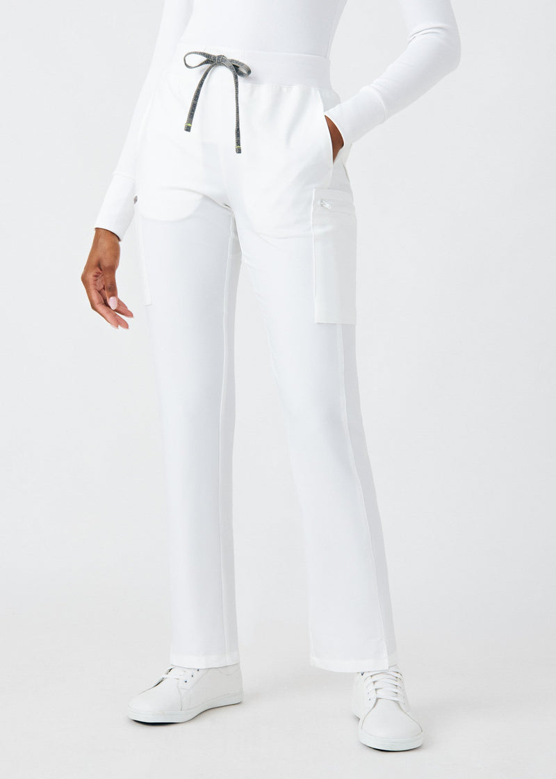 White - Landau Forward Women's 7 Pocket Cargo Scrub Pant for Nursing