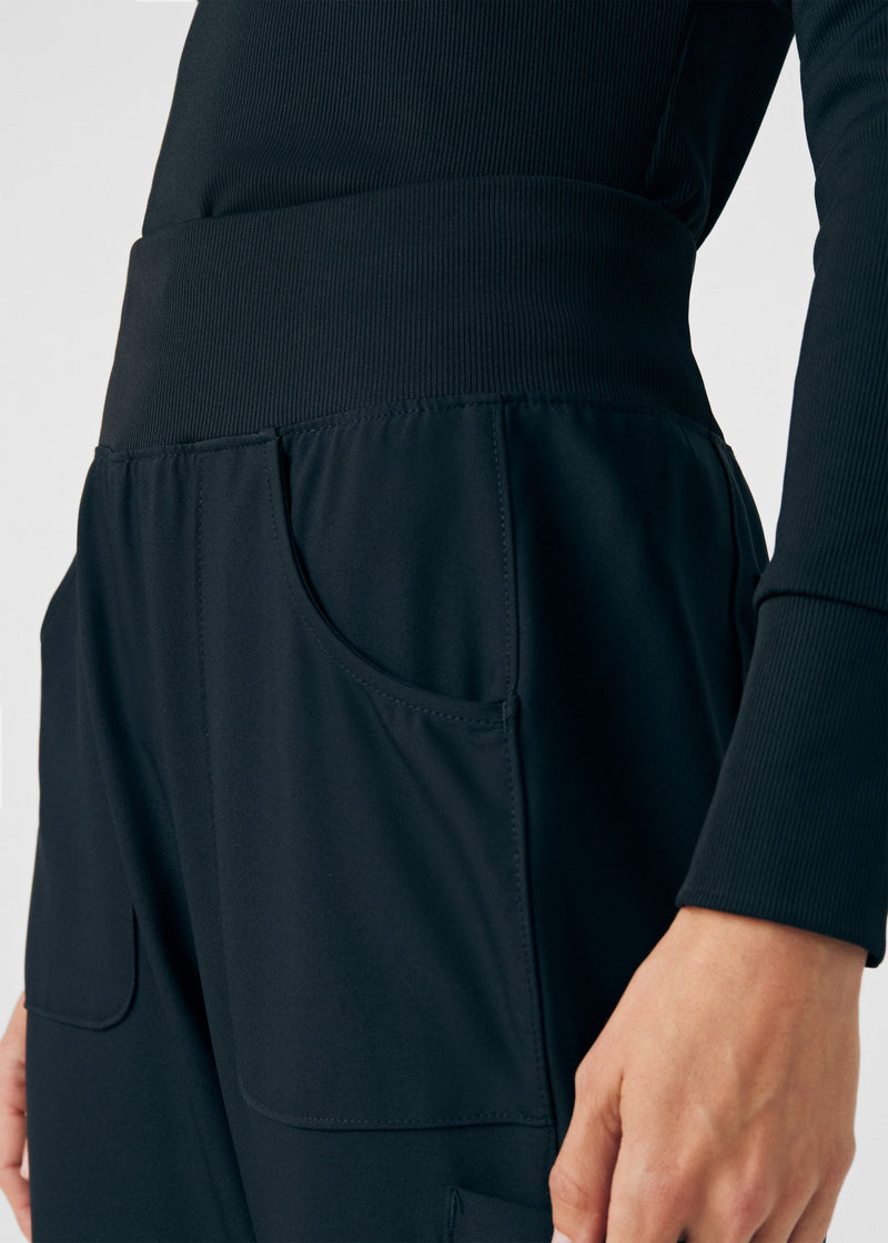 Black - Landau Forward Women's 7 Pocket Cargo Jogger Scrub Pant for Nursing