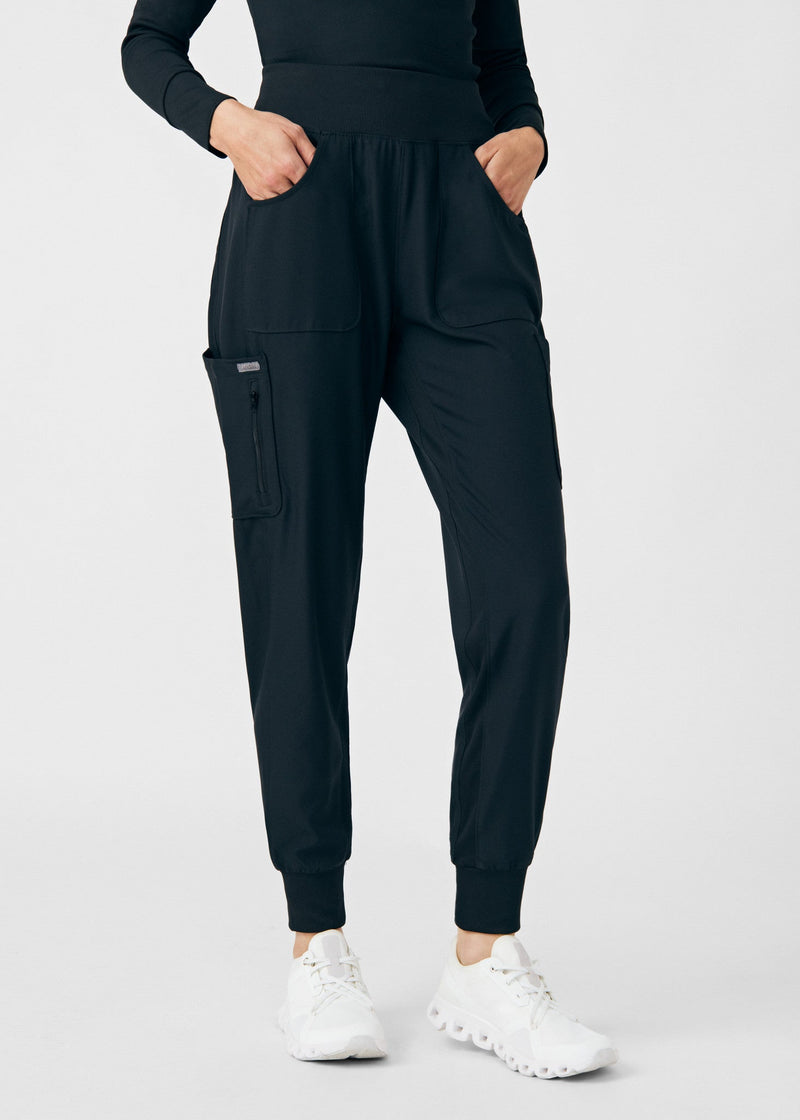 Black - Landau Forward Women's 7 Pocket Cargo Jogger Scrub Pant for Nursing