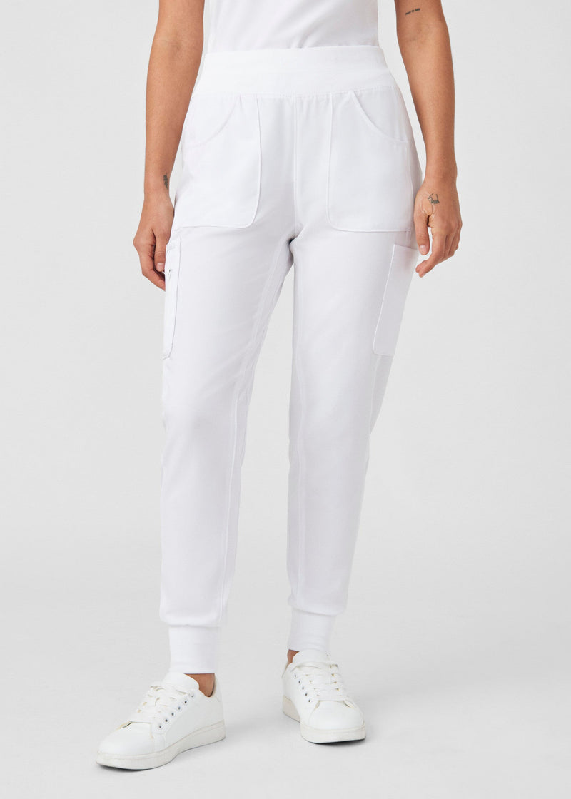 White - Landau Forward Women's 7 Pocket Cargo Jogger Scrub Pant for Nursing