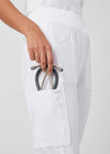 White - Landau Forward Women's 7 Pocket Cargo Jogger Scrub Pant for Nursing