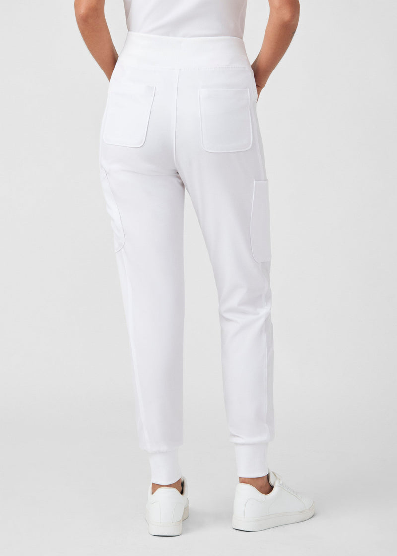 White - Landau Forward Women's 7 Pocket Cargo Jogger Scrub Pant for Nursing