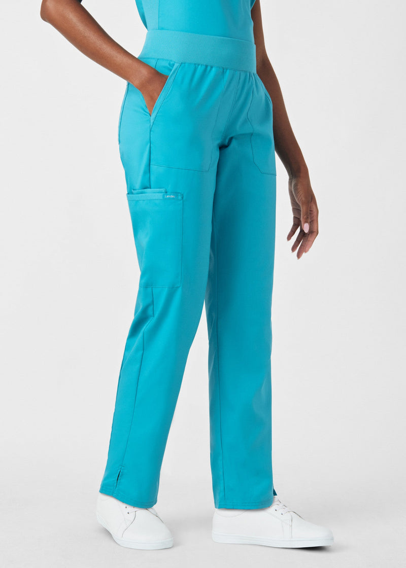 Teal - Landau ProFlex Women's 5 Pocket Cargo Scrub Pant for Nursing