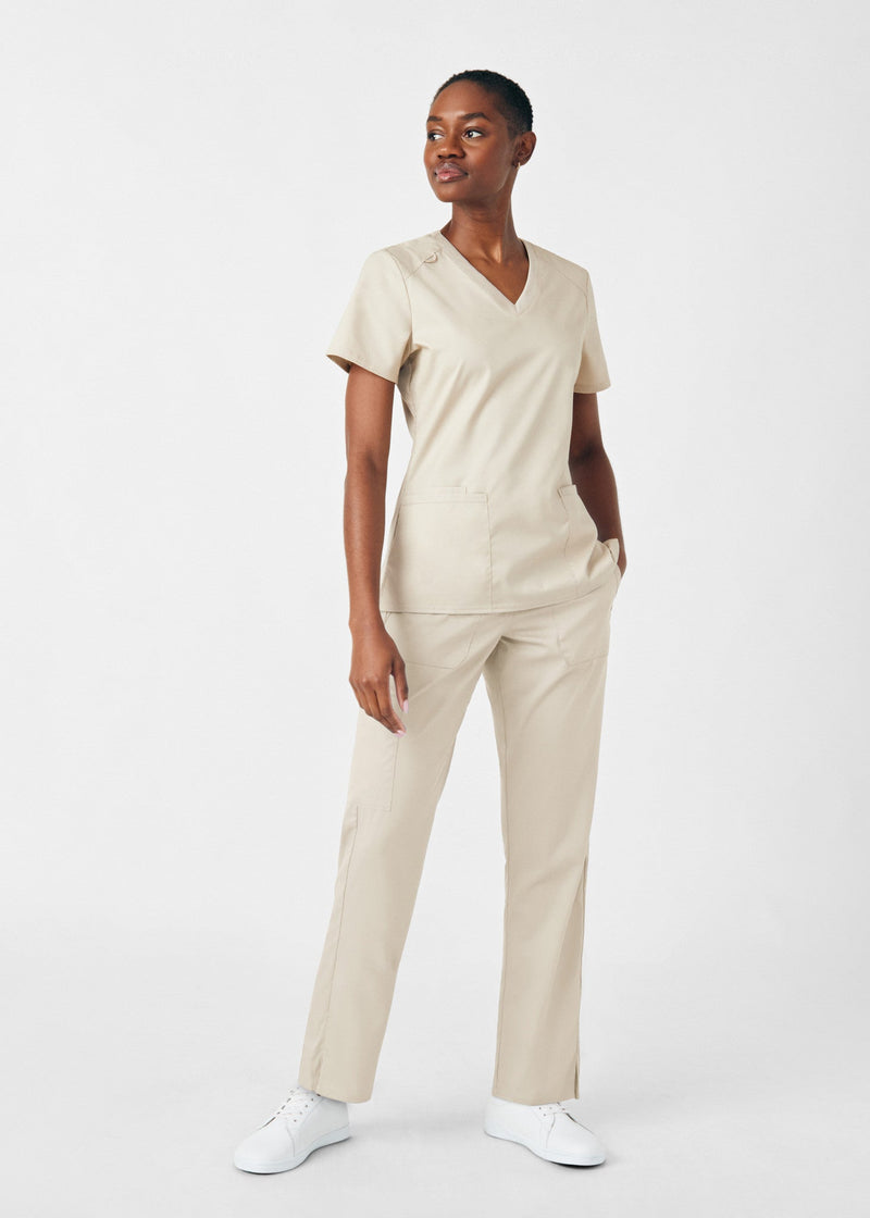 Sandstone - Landau ProFlex Women's 5 Pocket Cargo Scrub Pant for Nursing