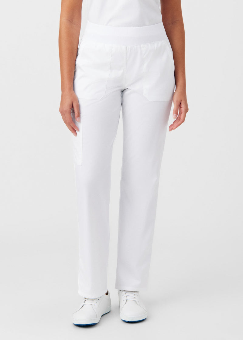 White - Landau ProFlex Women's 5 Pocket Cargo Scrub Pant for Nursing