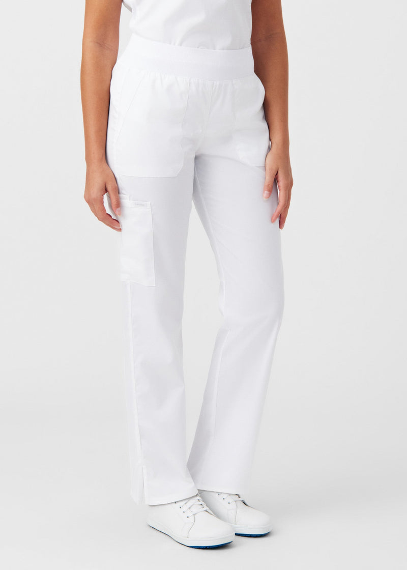 White - Landau ProFlex Women's 5 Pocket Cargo Scrub Pant for Nursing