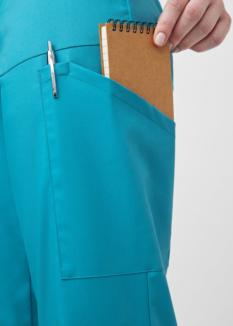 Teal - Landau ProFlex Women's 6 Pocket Cargo Jogger Scrub Pant for Nursing